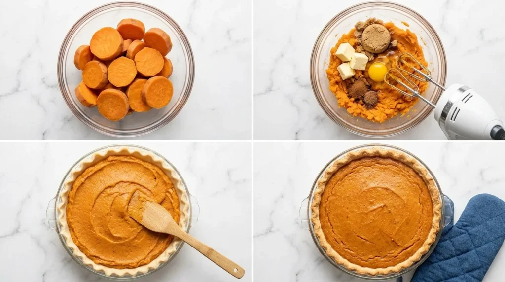 sweet potatoes and other filling ingredients