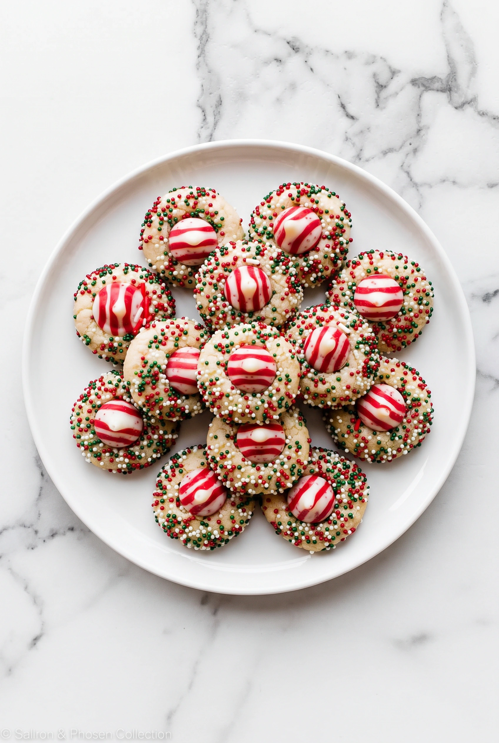 Candy Cane Kiss Cookies
