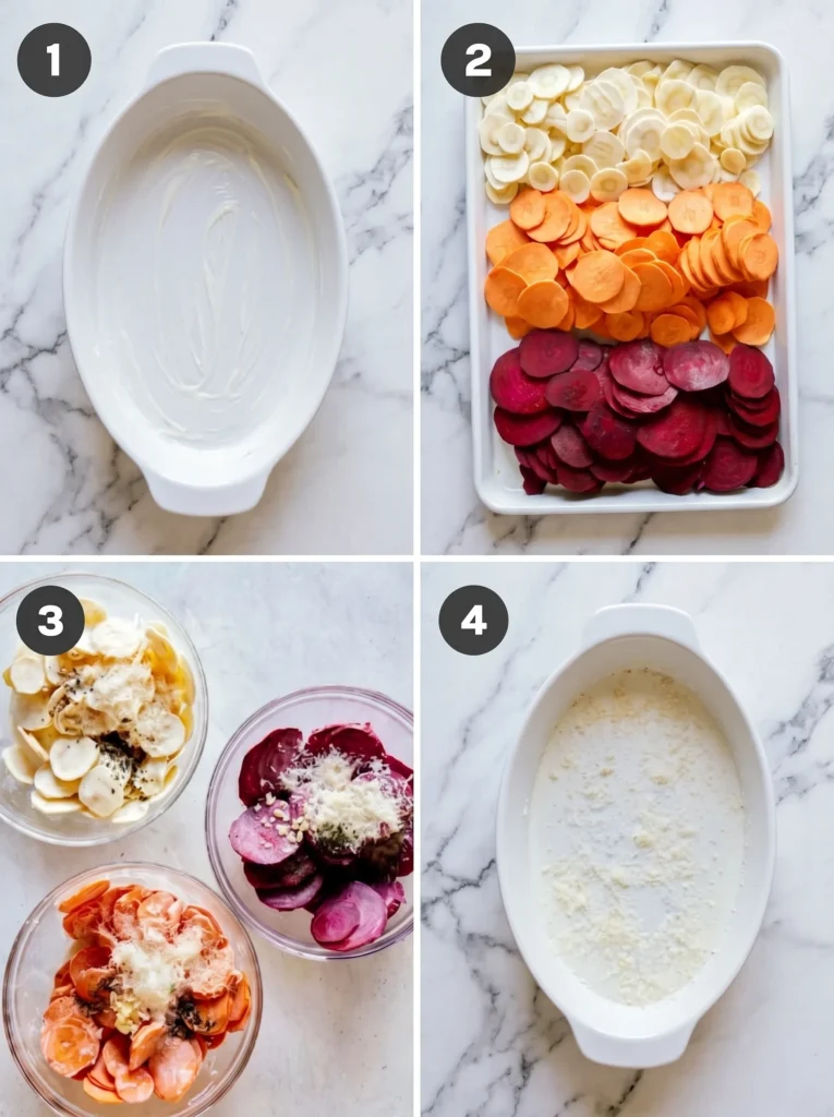Cheesy Root Vegetable Gratin